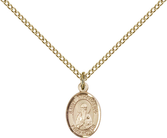 14kt Gold Filled St. Athanasius Pendant with 18 inch Gold Filled Light Curb Chain - Small