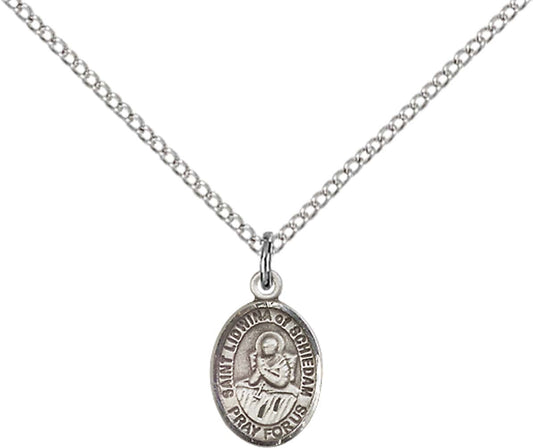 Sterling Silver St. Lidwina of Schiedam Pendant with 18 inch Sterling Silver Light Curb Chain - Small