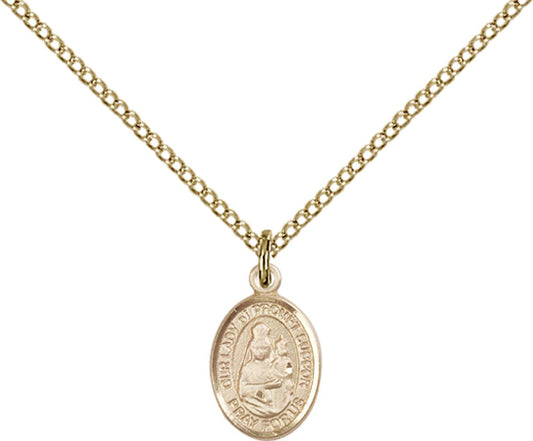 14kt Gold Filled O/L of Prompt Succor Pendant with 18 inch Gold Filled Light Curb Chain - Small
