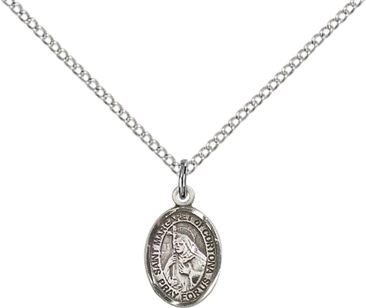 Sterling Silver St. Margaret of Cortona Pendant with 18 inch Sterling Silver Light Curb Chain - Small