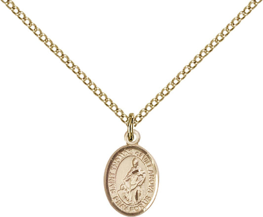 14kt Gold Filled St. Thomas of Villanova Pendant with 18 inch Gold Filled Light Curb Chain - Small