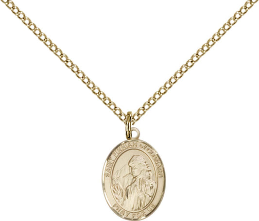 14kt Gold Filled St. Finnian of Clonard Pendant with 18 inch Gold Filled Light Curb Chain - Small