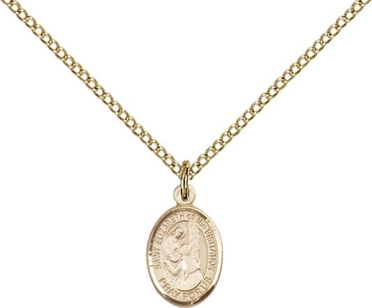 14kt Gold Filled St. Elizabeth of the Visitation Pendan with 18 inch Gold Filled Light Curb Chain - Small
