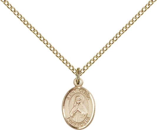 14kt Gold Filled St. Olivia Pendant with 18 inch Gold Filled Light Curb Chain - Small