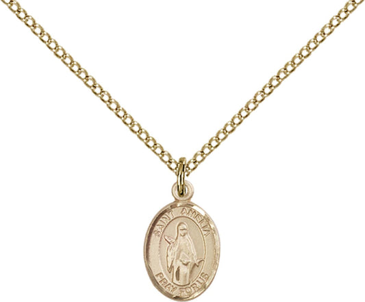 14kt Gold Filled St. Amelia Pendant with 18 inch Gold Filled Light Curb Chain - Small