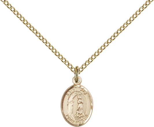 14kt Gold Filled St. Zoe of Rome Pendant with 18 inch Gold Filled Light Curb Chain - Small