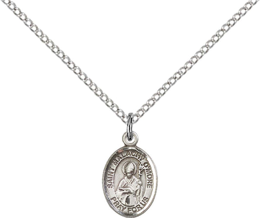 Sterling Silver St. Malachy O'More Pendant with 18 inch Sterling Silver Light Curb Chain - Small