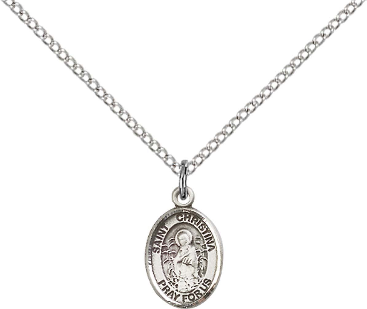 Sterling Silver St. Christina the Astonishing Pend with 18 inch Sterling Silver Light Curb Chain - Small