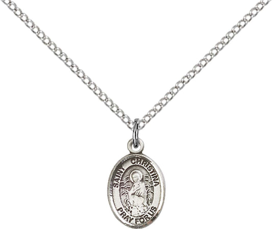 Sterling Silver St. Christina the Astonishing Pend with 18 inch Sterling Silver Light Curb Chain - Small