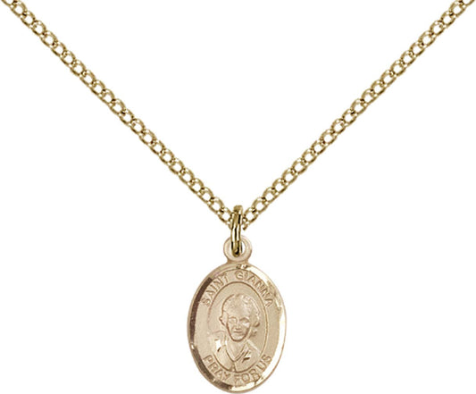 14kt Gold Filled St. Gianna Pendant with 18 inch Gold Filled Light Curb Chain - Small