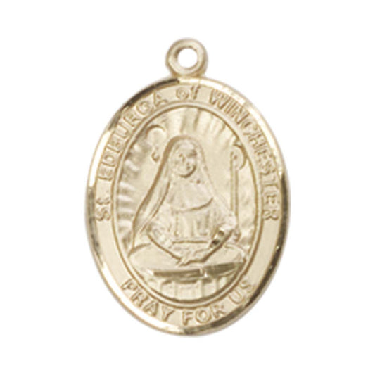 14kt Gold St. Edburga of Winchester Medal - Small