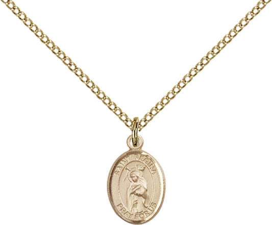 14kt Gold Filled St. Regina Pendant with 18 inch Gold Filled Light Curb Chain - Small