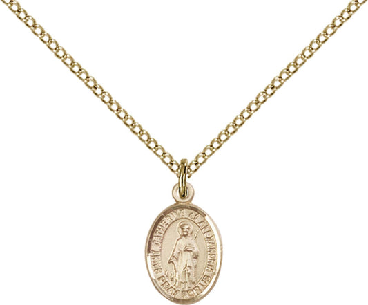 14kt Gold Filled St. Catherine of Alexandria Pendant with 18 inch Gold Filled Light Curb Chain - Small