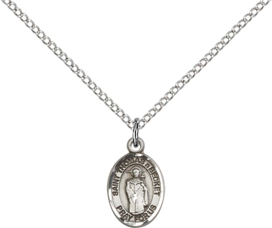 Sterling Silver St. Thomas A Becket Pendant with 18 inch Sterling Silver Light Curb Chain - Small