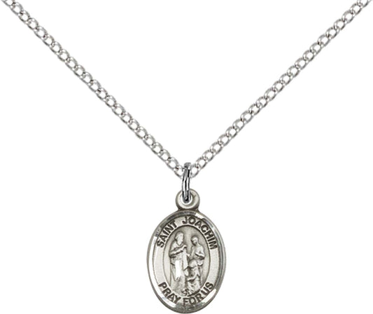 Sterling Silver St. Joachim Pendant with 18 inch Sterling Silver Light Curb Chain - Small