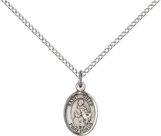 Sterling Silver St. Giles Pendant with 18 inch Sterling Silver Light Curb Chain - Small