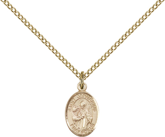 14kt Gold Filled St. Januarius Pendant with 18 inch Gold Filled Light Curb Chain - Small