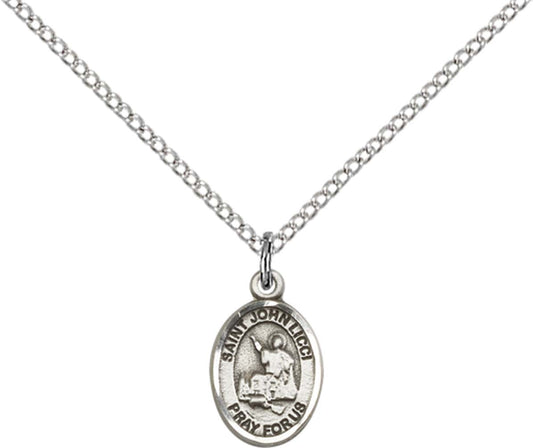 Sterling Silver St. John Licci Pendant with 18 inch Sterling Silver Light Curb Chain - Small