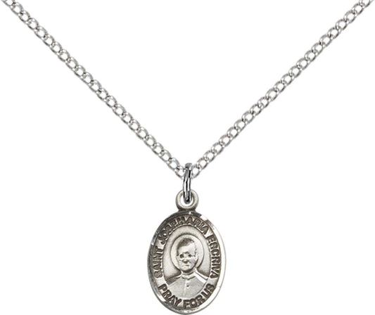 Sterling Silver St. Josemaria Escriva Pendant with 18 inch Sterling Silver Light Curb Chain - Small
