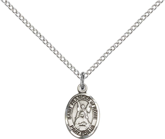 Sterling Silver St. Frances Of Rome Pendant with 18 inch Sterling Silver Light Curb Chain - Small