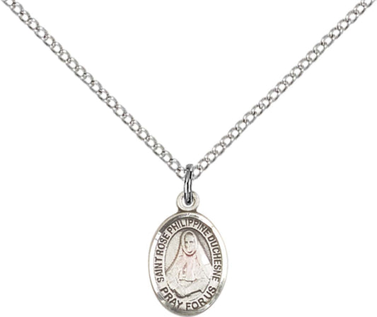 Sterling Silver St. Rose Philippine Pendant with 18 inch Sterling Silver Light Curb Chain - Small