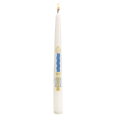 Baptism Candle, Baptismal, Blue and Gold