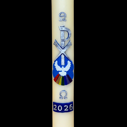 51% Beeswax Chi Rho With Dove Paschal Candle