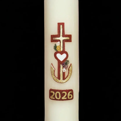 Cross with Heart Home Paschal Candle - 3" x 12"