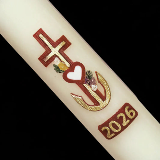 Cross with Heart Home Paschal Candle - 3" x 12"