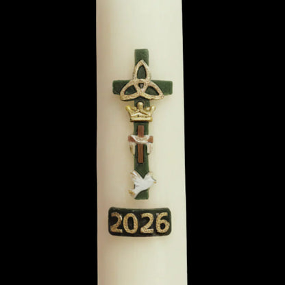 Green Cross with Dove Home Paschal Candle - 3" x 12"