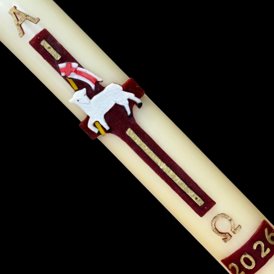 Lamb Of God With Flag Paschal Candle
