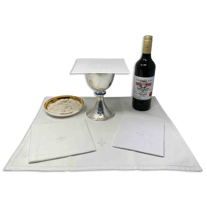 100% Cotton Mass Linens with White Greek Cross Embroidery