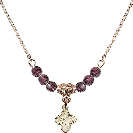 14kt Gold Filled 4-Way Birthstone Necklace with Amethyst Beads - 0207