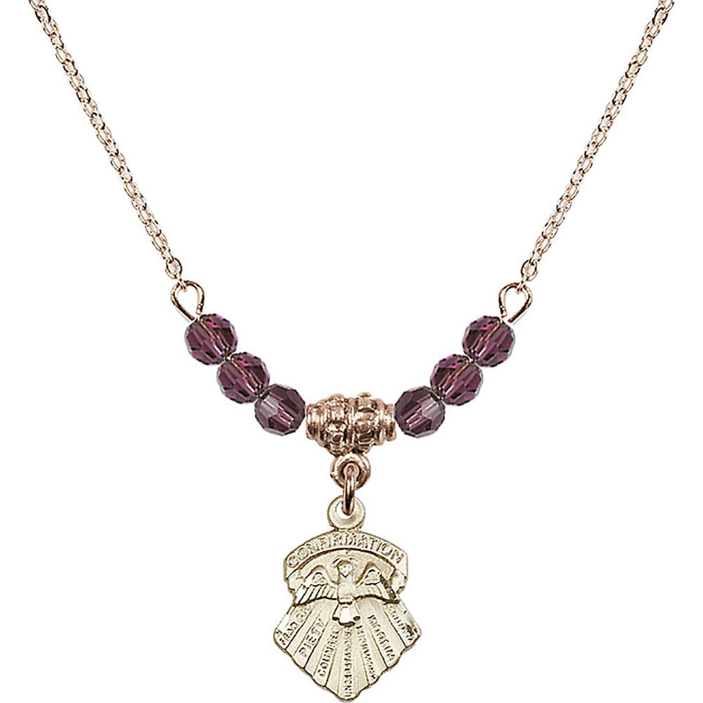 14kt Gold Filled Seven Gifts Birthstone Necklace with Amethyst Beads - 0887