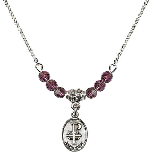 Sterling Silver Matrimony Birthstone Necklace with Amethyst Beads - 0969