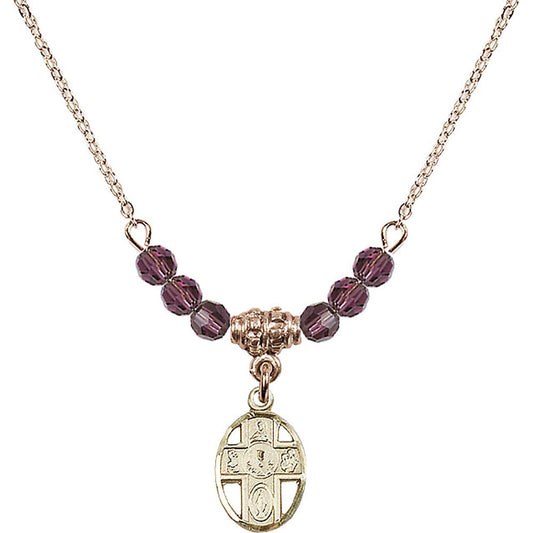 14kt Gold Filled 5-Way / Chalice Birthstone Necklace with Amethyst Beads - 0979