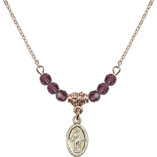 14kt Gold Filled Scapular Birthstone Necklace with Amethyst Beads - 4121
