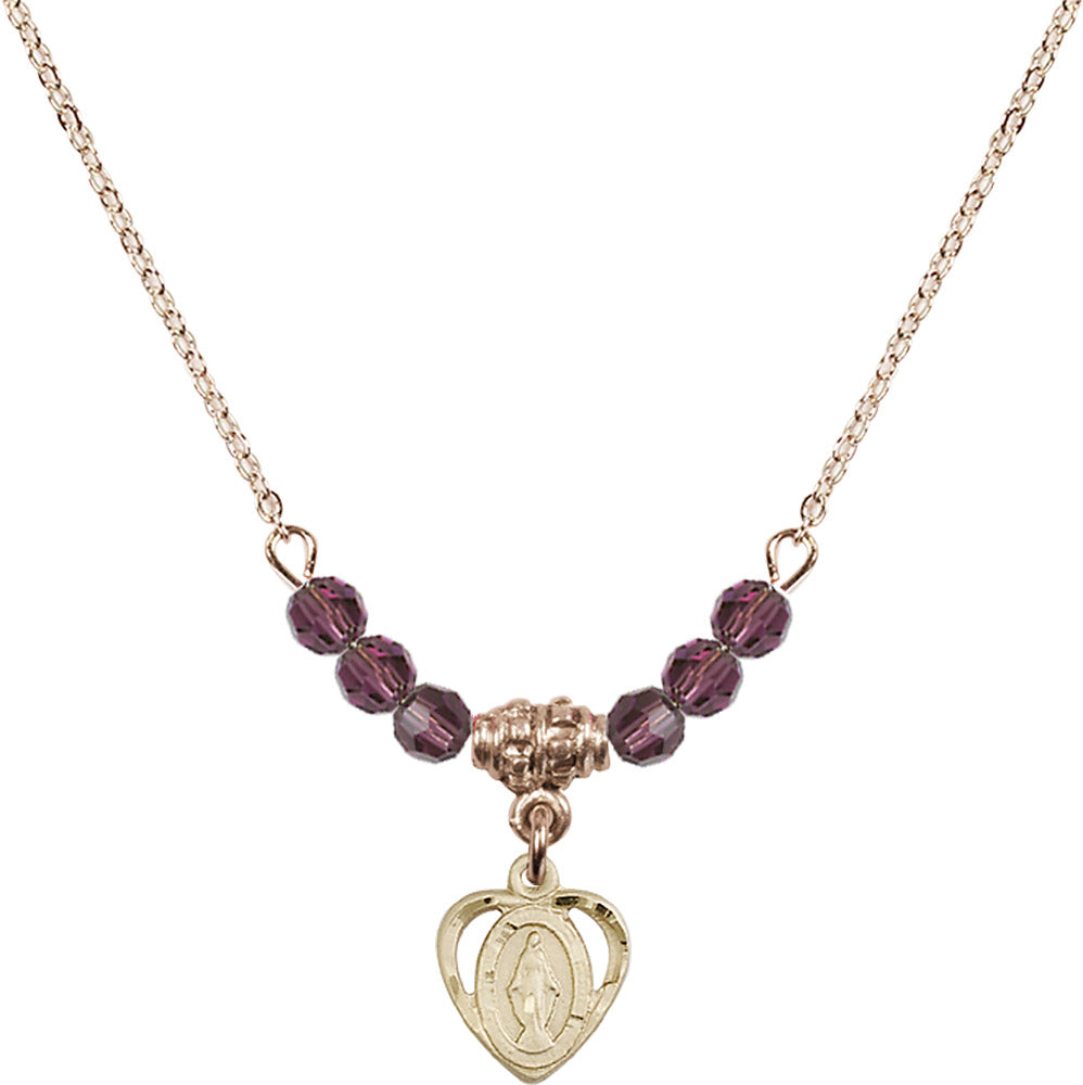 14kt Gold Filled Miraculous Birthstone Necklace with Amethyst Beads - 5401