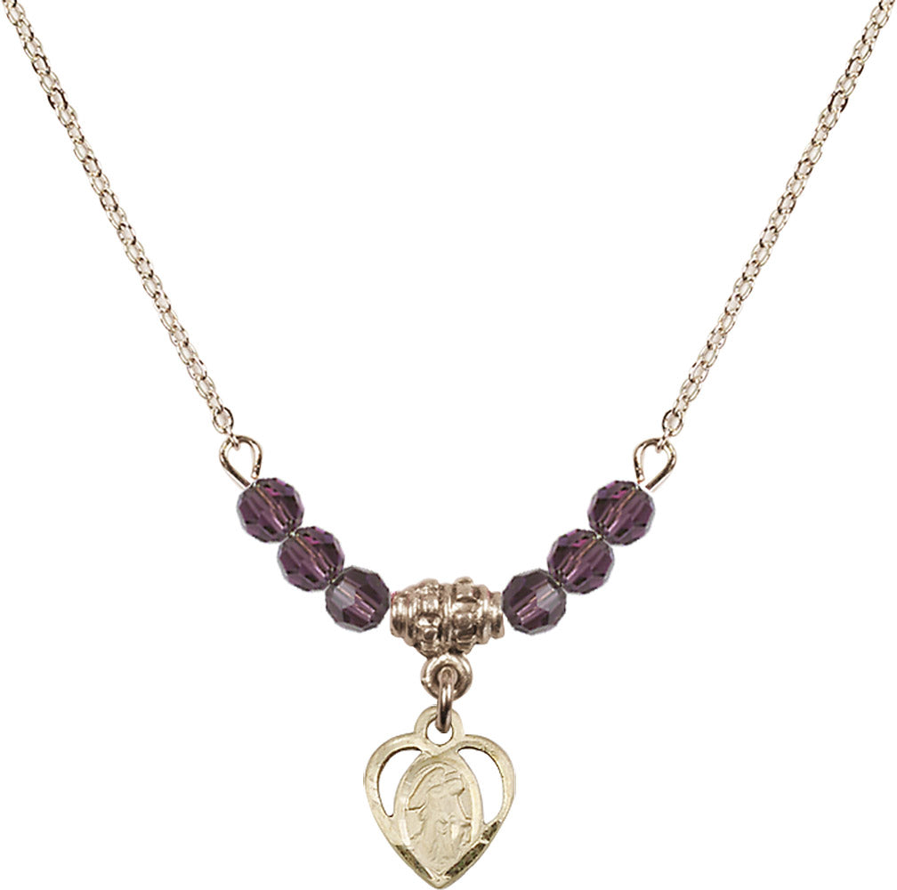 14kt Gold Filled Guardian Angel Birthstone Necklace with Amethyst Beads - 5407