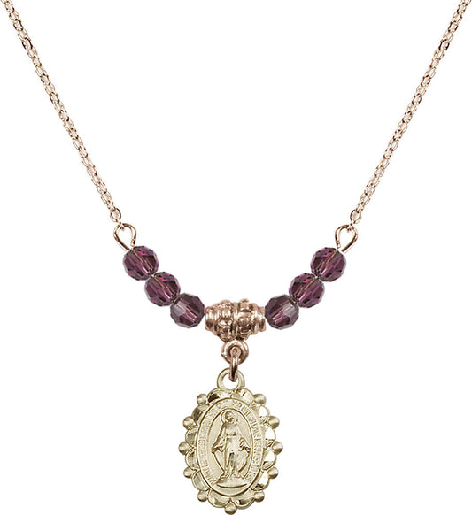 14kt Gold Filled Miraculous Birthstone Necklace with Amethyst Beads - 6040