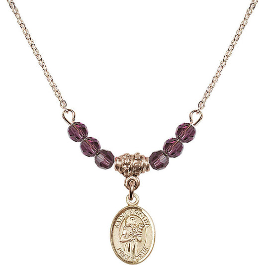 14kt Gold Filled Saint Agatha Birthstone Necklace with Amethyst Beads - 9003