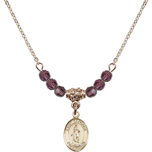 14kt Gold Filled Saint Barbara Birthstone Necklace with Amethyst Beads - 9006