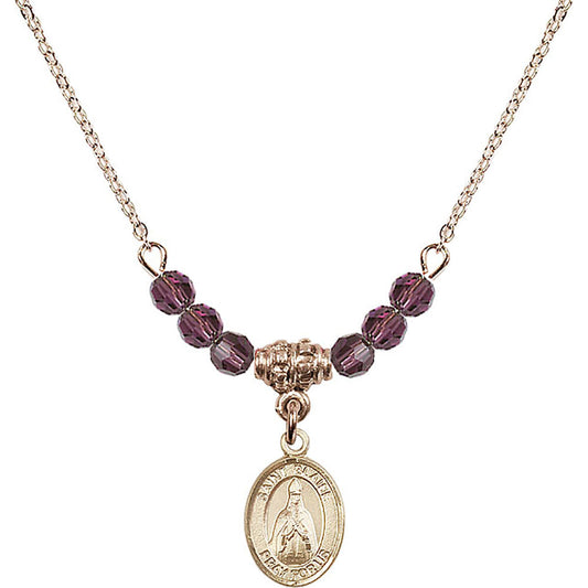 14kt Gold Filled Saint Blaise Birthstone Necklace with Amethyst Beads - 9010
