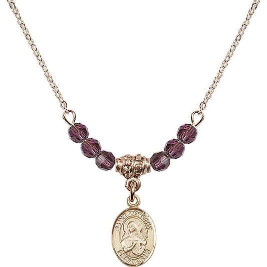 14kt Gold Filled Saint Dorothy Birthstone Necklace with Amethyst Beads - 9023