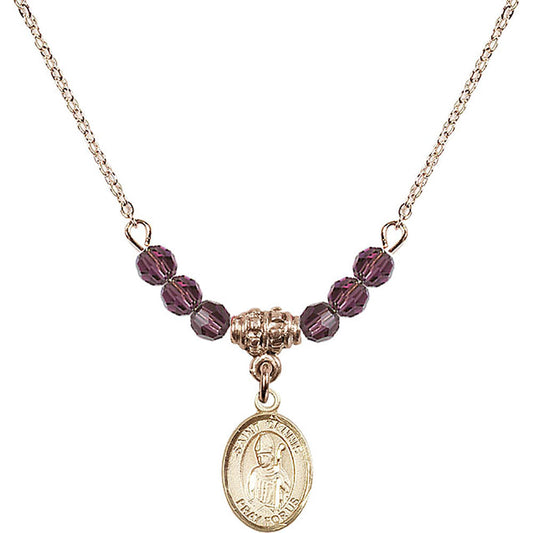 14kt Gold Filled Saint Dennis Birthstone Necklace with Amethyst Beads - 9025