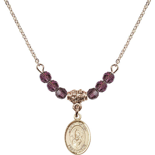 14kt Gold Filled Saint David of Wales Birthstone Necklace with Amethyst Beads - 9027