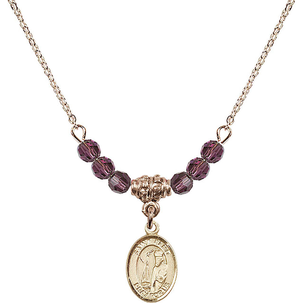 14kt Gold Filled Saint Elmo Birthstone Necklace with Amethyst Beads - 9031