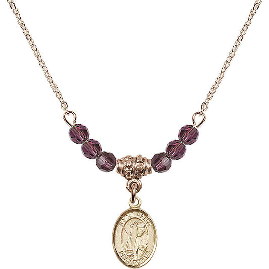 14kt Gold Filled Saint Elmo Birthstone Necklace with Amethyst Beads - 9031