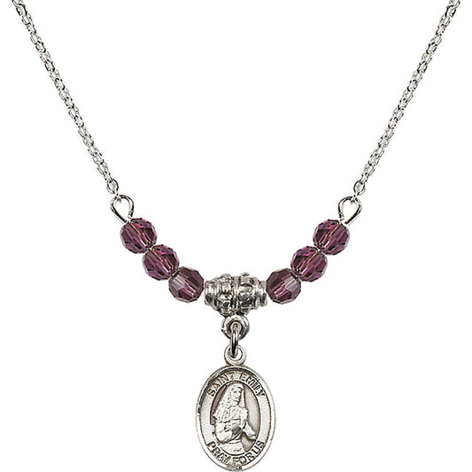 Sterling Silver Saint Emily de Vialar Birthstone Necklace with Amethyst Beads - 9047