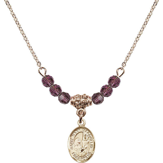 14kt Gold Filled Saint Mary Magdalene Birthstone Necklace with Amethyst Beads - 9071